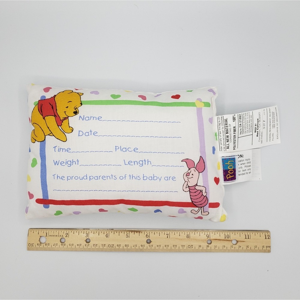 Baby Winnie The Pooh Birth Certificate‎ Pillow 1997 10" x 8" Vintage